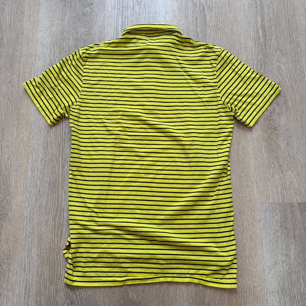 Polo Golf Ralph Lauren Vintage Lisle Men S Yellow Short Sleeve Striped Collar - Picture 2 of 6